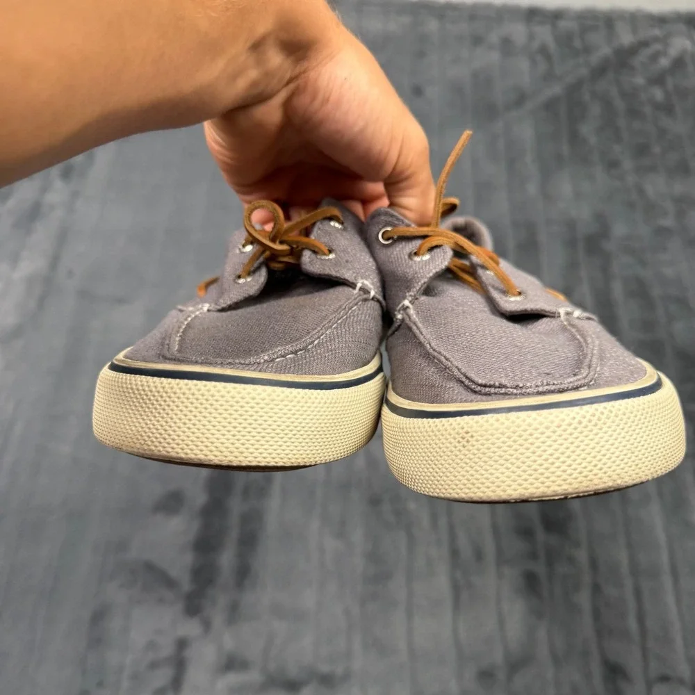 Sperry Mens Bahama II Boat Shoes Grey Canvas Casual Sneakers STS23051 Size 11.5